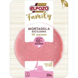 Family mortadela siciliana en lonchas sin gluten sin lactosa envase 250 g -