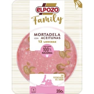 Family mortadela con aceitunas en lonchas sin gluten sin lactosa envase 250 g -