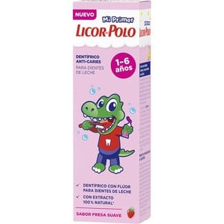 Pasta de dientes de leche anti-caries sabor fresa suave de 1 a 6 años tubo 50 ml -
