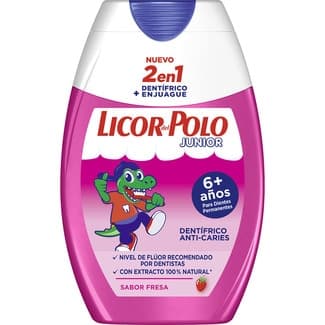 Pasta de dientes anti-caries Junior 2 en 1 sabor fresa a partir de 6 años bote 75 ml -