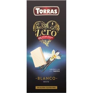 Chocolate blanco con vainilla del Índico sin gluten y 0% azúcares añadidos tableta 100 g -