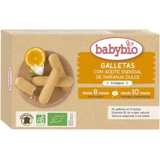 Galletas con aceite esencial de naranja dulce ecológicas desde 8 meses con vitamina B1 envase 120 g -