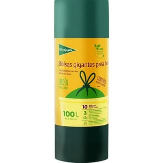 Bolsas gigantes de basura para jardín 3 capas 82x105 100 litros rollo 10 unidades -