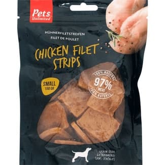 Snack en tiras pequeñas para perros adultos filetes de pollo Grain Free envase 150 g -
