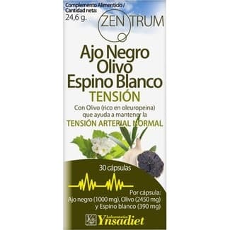 Zentrum ajo negro con olivo y espino blanco ayuda a mantener la tensión arterial normal bote 30 cápsulas -