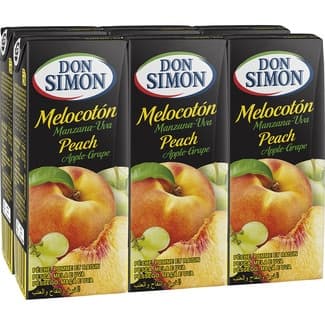 Zumo de melocotón, manzana y uva a partir de concentrado pack 6 briks 200 ml -