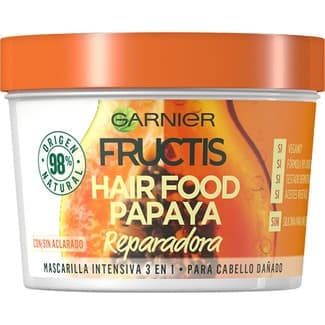 Hair Food Papaya mascarilla de pelo intensiva 3 en 1 reparadora con/sin aclarado tarro 390 ml para cabello dañado -