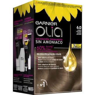 Tinte Rubio Oscuro nº 6.0 coloración permanente con aceites florales naturales caja 1 unidad sin amoniaco -