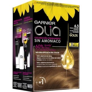 Tinte Rubio Oscuro Dorado nº 6.3 coloración permanente con aceites florales naturales caja 1 unidad sin amoniaco -