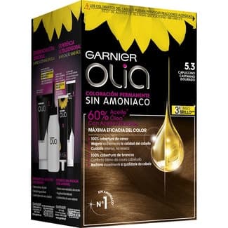 Tinte Capuccino Castaño Dorado nº 5.3 coloración permanente con aceites florales naturales caja 1 unidad sin amoniaco -