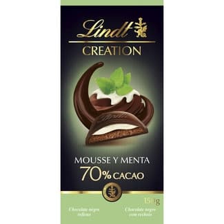 Chocolate negro 70% con menta relleno de mousse tableta 150 g -