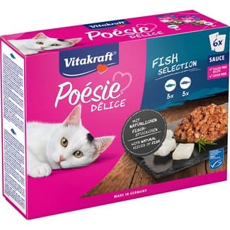 Poesie Delice comida húmeda para gatos con abadejo 3 sobres 85 g con bacalao 3 sobres 85 g Grain Free -