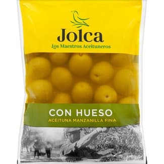 Aceitunas manzanilla con hueso bolsa 100 g neto escurrido -