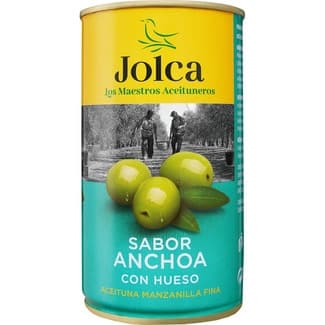 Aceitunas manzanilla sabor anchoa con hueso lata 185 g neto escurrido -