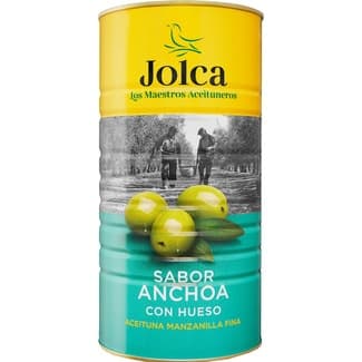 Aceitunas manzanilla fina sabor anchoa con hueso lata 750 g neto escurrido -