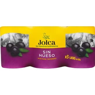 Aceitunas negras sin hueso variedad cacereña pack 3 latas 50 g neto escurrido -