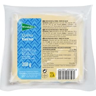 Queso tierno mezcla elaborado con leche pasteurizada cuña 300 g -