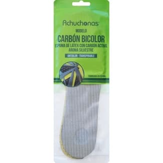 Plantillas carbón bicolor antiolor transpirable talla 33-45 recortables bolsa 1 unidad -