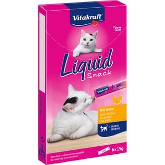 Liquid snack líquido para gatos con pollo y taurina caja 6 unidades 15 g -