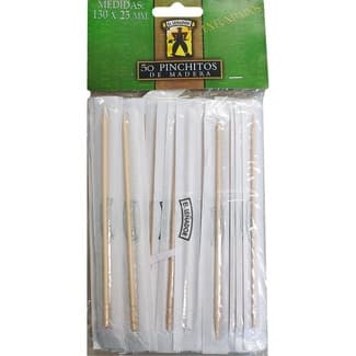 Palillos redondos enfundados 130 X 2,5 mm paquete 50 unidades -