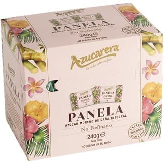 Panela azúcar moreno de caña integral ecológica en sobres caja 240 g (40 sobres de 6 g) -