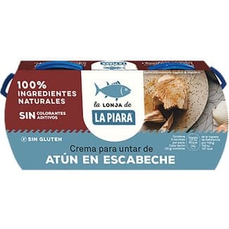 Paté crema de atún en escabeche sin gluten pack 2 lata 75 g -