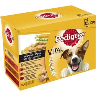 Vital comida húmeda para perros en salsa con pollo 3 bolsas 100 g con vaca 3 bolsas 100 g con pavo 3 bolsas 100 g con buey y cordero 3 bolsas 100 g -