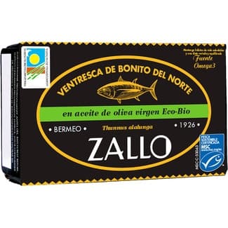 Ventresca de bonito del norte en aceite de oliva ecológico lata 81 g neto escurrido -