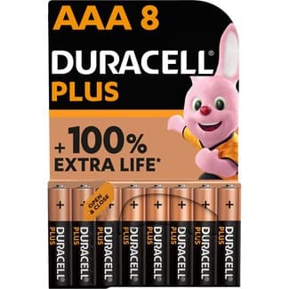 Plus pilas AAA alcalinas, 1.5 Voltios, pila LR03 MX2400 blister 8 unidades -