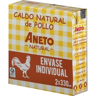 Caldo de pollo 100% natural sin gluten y sin lactosa pack 2 envase 330 ml -