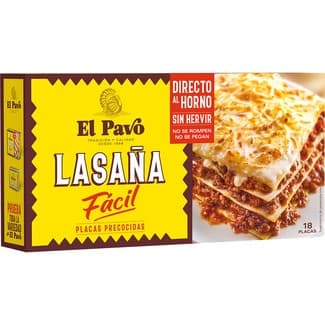 Lasaña fácil 18 placas precocidas directa al horno caja 200 g -