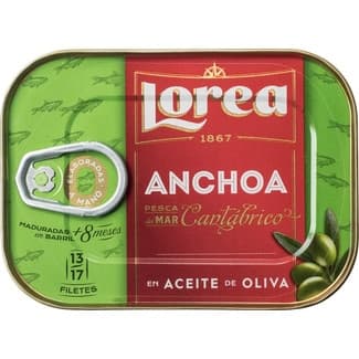Filetes de anchoa del Cantábrico en aceite de oliva elaboradas a mano lata 45 g neto escurrido -