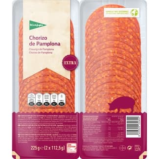 Chorizo de Pamplona extra en lonchas sin gluten pack 2 x 112,5 g envase 225 g -