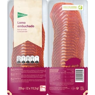Lomo embuchado en lonchas sin gluten sin lactosa pack 2 x 112,5 g envase 225 g -