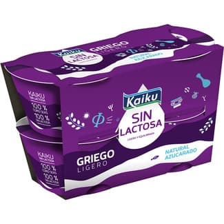 Sin lactosa griego ligero natural azucarado pack 4 unidades 90 g -