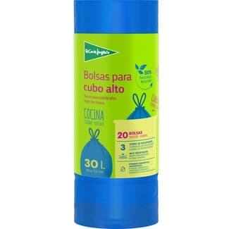 Bolsas de basura con autocierre azul 50x75cm 30 litros rollo 20 unidades -