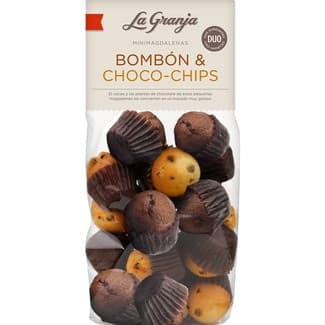 Magdalenas mini bombón y choco-chips bolsa 250 g -