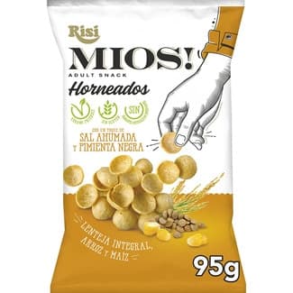 Chips de lenteja, arroz y maíz con un toque de sal ahumada y pimienta negra Sin Gluten bolsa 95 g -