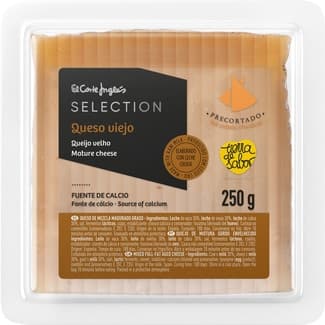 Queso viejo mezcla madurado graso elaborado con leche cruda precortado cuña 250 g -