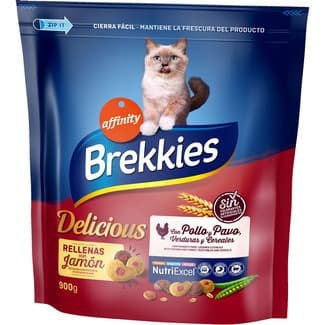 Delicious pienso para gatos adultos con pollo pavo verduras y cereales bolsa 900 g -