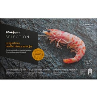 Langostinos mediterráneos salvajes cocidos 24-32 piezas estuche 800 g -