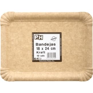 Kraft bandeja desechable 18 x 24 cm paquete 10 unidades -