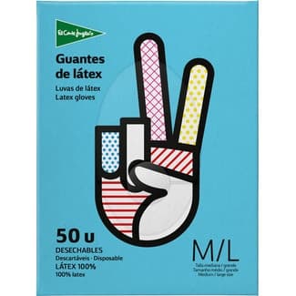 Guantes desechables de látex talla mediana-grande caja 50 unidades -