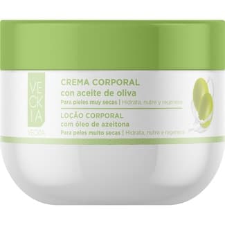 Crema corporal con aceite de oliva para pieles muy secas tarro 250 ml hidrata nutre y regenera -