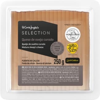 Queso castellano curado puro de oveja madurado graso elaborado con leche cruda precortado cuña 250 g -