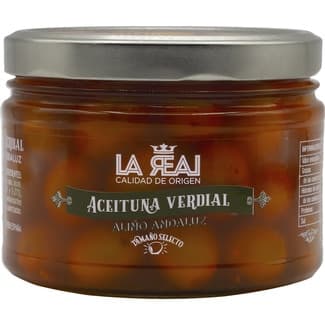 Aceitunas verdial aliño andaluz frasco 270 g neto escurrido -