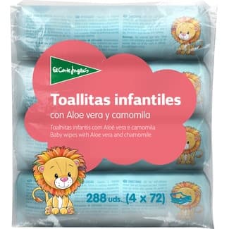 Toallitas infantiles con aloe vera y camomila pack 4 envases 72 unidades -