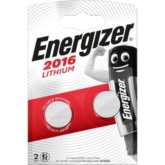 Pila botón CR 2016 lithium 3V blister 2 unidades -