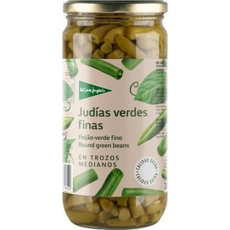 Judias verdes finas extra cortadas en trozos medianos frasco 360 g neto escurrido -