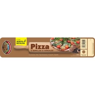 Masa para pizza 5 semillas & cereales con aceite de oliva redonda envase 260 g con quinoa, chía, trigo sarraceno, amapola y espelta -